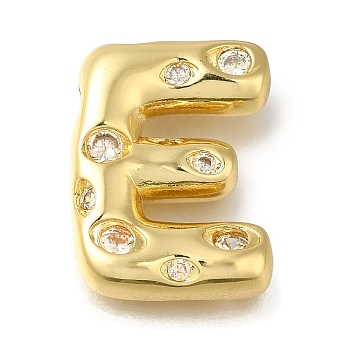 Brass with Cubic Zirconia Pendant, Letter E, Letter E, 21x15.5x6mm, Hole: 34mm