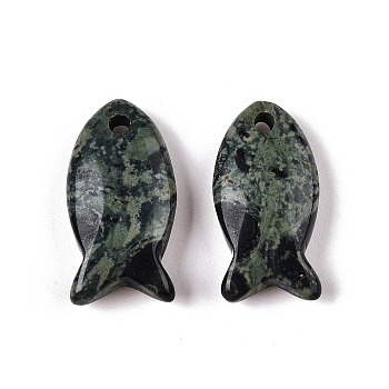 Natural Kambaba Jasper Pendants, Fish, 23.5~24.5x12x5~6mm, Hole: 2mm