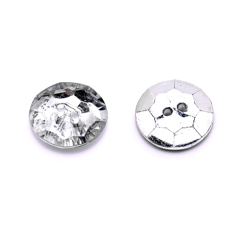 Transparent 2-Hole Acrylic Buttons, for Sewing Crafting, Half Round, Clear, 20x5mm, Hole: 2mm