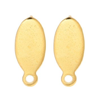 Ion Plating(IP) 304 Stainless Steel Clip-on Earring Findings, Oval, Golden, 16x7x1mm, Hole: 1.6mm, Pin: 1.6mm