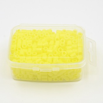 1 Box 5mm Melty Beads PE DIY Fuse Beads Refills for Kids, Tube, Yellow, 5x5mm, Hole: 3mm, about 500pcs/box