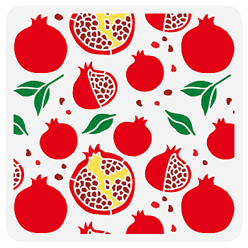 PET Hollow Out Drawing Painting Stencils, for DIY Scrapbook, Photo Album, Pomegranate Pattern, 30x30cm