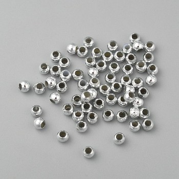 Plating Plastic Acrylic Round Beads, Silver Plated, 3mm, Hole: 1mm, about 33000pcs/pound