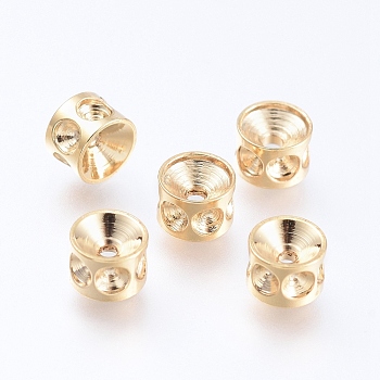 304 Stainless Steel Beads Rhinestone Settings, Column, Golden, 4x3mm, Hole: 1mm, fit for 1.5mm rhinestone