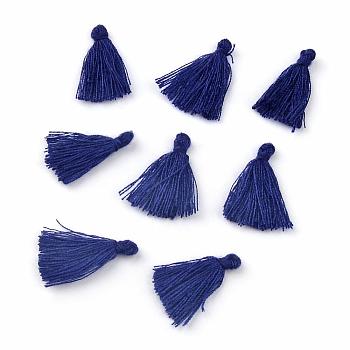 Polycotton(Polyester Cotton) Tassel Pendant Decorations, Dark Blue, 18~21x5~6mm