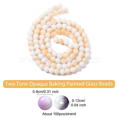 Two Tone Opaque Baking Painted Glass Beads Strands(DGLA-YW0001-18A)-2
