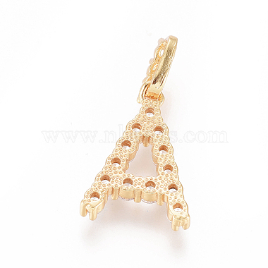 Golden Plated Brass Micro Pave Clear Cubic Zirconia Pendants(ZIRC-L093-01A)-2