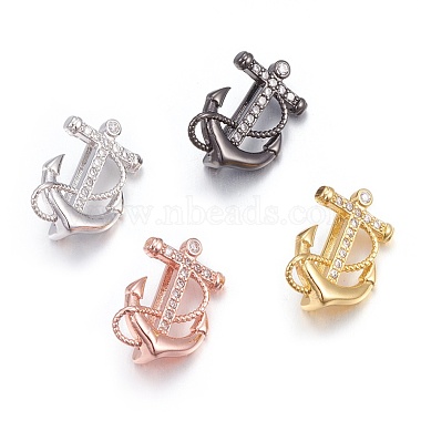 Mixed Color Clear Anchor & Helm Brass+Cubic Zirconia Slide Charms