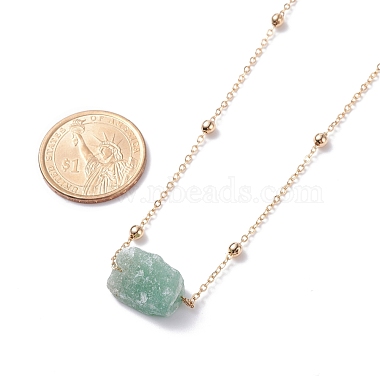 Natural Green Aventurine Raw Stone Pendant Necklace for Women(NJEW-JN03781-01)-3