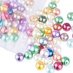 Glass Pearl Beads, Round, Mixed Color, 10mm, Hole: 1~1.5mm(HY-PH0008-10mm-01M-WH)