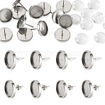 DIY Earring Making Kit, Including Plastic Ear Nuts, 201 Stainless Steel Friction Ear Nuts & Stud Earring Findings, Transparent Glass Cabochons, Stainless Steel Color, 5x3.5x2.5mm, Hole: 1mm(DIY-TADJ0001-06)
