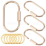 6Pcs Alloy Split Rings, Double Loops Jump Rings, 4Pcs Brass Screw Clasps, Golden, 29.5x2mm(FIND-UN0007-32)