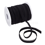 20 Yards Flat Picot Elastic Cord, for Costume Crafts and Sewing, Black, 10mm(EC-GA0001-05A)