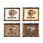 Opaque Resin Cabochons, Rectangle with Coffee, Mixed Color, 30.5x36x5.5mm(RESI-F071-01)