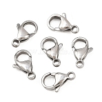 Tarnish Resistant 304 Stainless Steel Lobster Claw Clasps, Parrot Trigger Clasps, Manual Polishing, Stainless Steel Color, 16x10.5x4.7mm, Hole: 2.2mm(STAS-AB16)