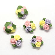 Handmade Porcelain Cabochons, China Clay Beads, Flower, Pink, 16~18x15~16x7~8mm(PORC-S1003-10A)