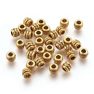 Tibetan Style Alloy Spacer Beads, Column, Antique Golden, Lead Free & Cadmium Free, 5x4mm, Hole: 2.2mm(GLF0447Y)