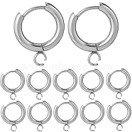 12Pcs 201 Stainless Steel Huggie Hoop Earring Findings, with Horizontal Loop and 316 Surgical Stainless Steel Pin, Stainless Steel Color, 18 Gauge, 18x15x2.5mm, Hole: 2.5mm, Pin: 1mm(STAS-SC0007-98P)