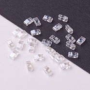 MIYUKI Half TILA Beads, Japanese Seed Beads, 2-Hole, (HTL160) Crystal Luster, 5x2.3x1.9mm, Hole: 0.8mm, about 2500pcs/bag, 100g/bag(SEED-L009-M-M01)