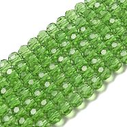 Transparent Glass Beads, Faceted(32 Facets), Round, Lime, 8mm, Hole: 1mm, about 72pcs/strand, 20.67 inch(52.5cm)(EGLA-A035-T8mm-D11)