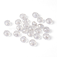 Perles européennes en cristal faites à la main, Perles avec un grand trou   , imitation autrichien, facette, rondelle, clair, 14x8mm, Trou: 5mm(GPDL21Y-28)