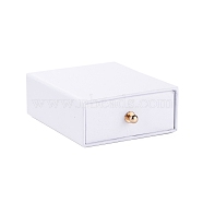 Rectangle Paper Drawer Jewelry Set Box, with Brass Rivet, for Earring, Ring and Necklace Gifts Packaging, White, 7x9x3cm(CON-C011-02G)