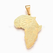 304 Stainless Steel Pendants, Africa Map, Golden, 37.5x28.5x2mm, Hole: 5x8mm(STAS-F168-42G)