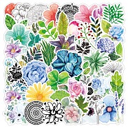 50Pcs Waterproof PVC Plastic Stickers, Self Adhesive Picture Stickers, for Water Bottles, Laptop, Luggage, Cup, Computer, Mobile Phone, Skateboard, Guitar Stickers, Mixed Styles Flower Pattern, Mixed Color, 50~80mm(STIC-PW0001-363)