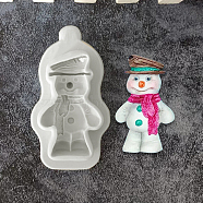 Christmas Theme DIY Food Grade Silicone Statue Molds, Portrait Sculpture Fondant Molds, Portrait Sculpture Resin Casting Molds, for Chocolate, Candy Making, Snowman, 115x62x19.5mm(XMAS-PW0005-33E)