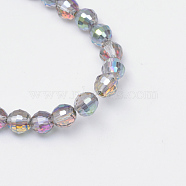 Electroplate Glass Bead Strands, Multi-color Plated, Faceted(96 Facets), Round, Teal, 8mm, Hole: 1mm, about 72pcs/strand, 21.8 inch(X-EGLA-R041-8mm-01)