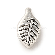 Tibetan Style Alloy Charms, Cadmium Free & Lead Free, Leaf, Antique Silver, 11x6x3mm, Hole: 1.4mm(TIBEP-L021-39AS)