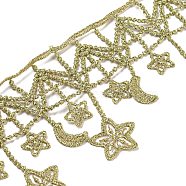 Star & Moon Metallic Yarn Ribbon, Lace Trim, Lace Ribbon, for Sewing Decoration, Garment Accessories, Dark Khaki, 2-3/4 inch(70mm)(OCOR-XCP0001-94)