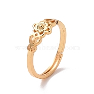 Brass Sakura Flower Adjustable Ring for Women, Cadmium Free & Lead Free, Real 18K Gold Plated, US Size 5(15.7mm)(RJEW-P034-03G)