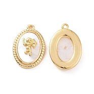Shell Pendants, Oval Charm with Cupid, with Brass Findings, Real 18K Gold Plated, 22x15x4mm, Hole: 1.4mm(KK-E068-VC116)