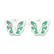Spray Painted Alloy Enamel Pendants, Butterfly Charm, White, 15.5x18x2mm, Hole: 1.6mm(PALLOY-P303-13B)