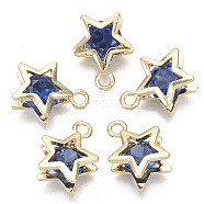 Brass Micro Cubic Zirconia Charms, Star, Light Gold, Royal Blue, 15x11.5x5.5mm, Hole: 1.8mm(KK-N235-034C)