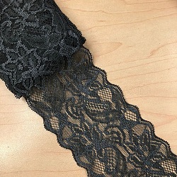 Elastic Lace Trim, Lace Ribbon For Sewing Decoration, Dark Gray, 80mm(OCOR-WH0024-A03)