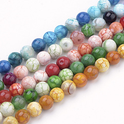 Natural Weathered Agate Beads Strands, Dyed, Round, Mixed Color, 8mm, Hole: 1mm, about 50pcs/strand, 15.7 inch(39.8cm)(G-S249-M-8mm)