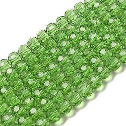 Transparent Glass Beads, Faceted(32 Facets), Round, Lime, 8mm, Hole: 1mm, about 65~67pcs/strand, 49~50cm(EGLA-A035-T8mm-D11)