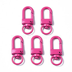 Spray Painted Eco-Friendly Alloy Swivel Snap Hooks Clasps, Cadmium Free & Nickel Free & Lead Free, Camellia, 33.5x12.5x5mm, Hole: 5x9mm(PALLOY-T080-02H-NR)