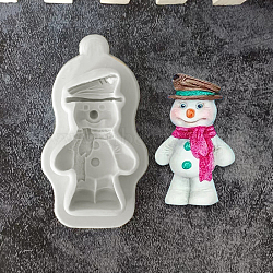Christmas Theme DIY Food Grade Silicone Molds, Fondant Molds, Resin Casting Molds, for Chocolate, Candy Making, Snowman, 115x62x19.5mm(XMAS-PW0005-33E)