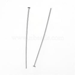 304 Stainless Steel Flat Head Pins, Stainless Steel Color, 40x0.8mm, Head: 1.8mm(STAS-D448-013P)