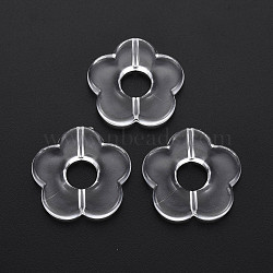 Transparent Acrylic Beads, Flower, Clear, 26x26.5x5mm, Hole: 1.6mm, about 240pcs/500g(TACR-T003-17A-01)