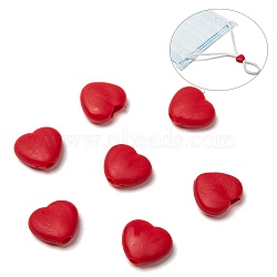 Heart PVC Plastic Cord Lock for Mouth Cover, Anti Slip Cord Buckles, Rope Adjuster, Red, 9.5x10x3.5mm, Hole: 2x4mm(KY-D013-04A)