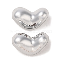 CCB Plastic Beads, Heart, Platinum, 13x23x12mm, Hole: 2mm(CCB-B003-29P)
