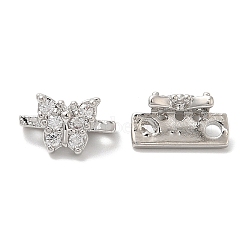 Brass Micro Pave Clear Cubic Zirconia Connector Charms, Butterfly Links, Platinum, 6x10x5mm, Hole: 1.4mm(KK-B074-03P)