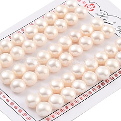 Grade 6A Natural Cultured Freshwater Pearl Beads, Half Drilled, Half Round Beads, White, 9.5~10x7mm, Hole: 1mm(PEAR-N018-6A-9510A)