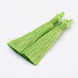 Nylon Tassels Big Pendant Decorations, Spring Green, 83~92x9~10mm, Hole: 1.5~4mm(STAS-F142-04A)