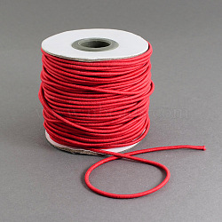 Round Elastic Cord, with Nylon Outside and Rubber Inside, Red, 1.5mm, about 49.21 yards(45m)/roll(EC-R001-1.5mm-019A)
