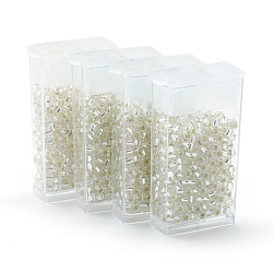 MGB Matsuno Glass Beads, Japanese Seed Beads, 6/0 Silver Lined Glass Round Hole Rocailles Seed Beads, Clear, 3.5~4x3mm, Hole: 1.2~1.5mm, about 140pcs/box, net weight: about 10g/box(SEED-R033-4mm-34RR)